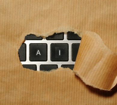 A piece of cardboard with a keyboard appearing through it